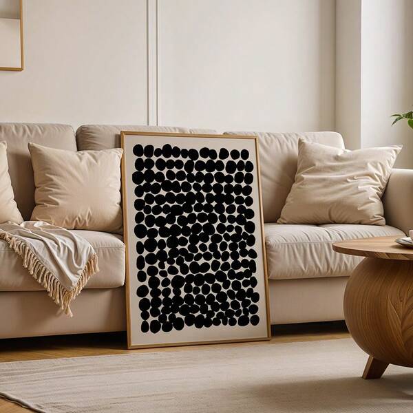 Abstract Wall Arts Black Dots Posters Minimalist Pattern Canvas Prints Geometric Design Wall Decor Canvas Art Print For Living Room Bedroom Office Housewarming Gifts Birthday Gifts Anniversary Gifts Unf
