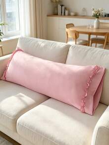 1pc 100% Polyester Solid Color Lace Long Pillowcase, Lightweight And Elegant, Soft As Clouds, Suitable For Bedding And Sofa Decoration (Pillow Insert Not Included) - Crimson - View 6