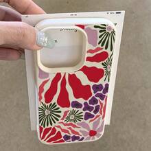 1 pieza Funda de teléfono de material TPU con patrón de collage de primavera curativo suave compatible con iPhone 17 Pro Max/17/16 Pro Max/15/13/12/11/ S20 FE/A15/S24/A55/ Note 11/Note 12/Note 13 Pro Cobertura completa a prueba de golpes Funda protectora suave - Blanco - Ver 4