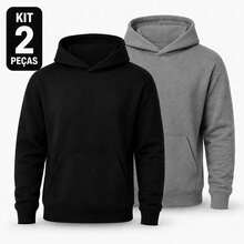 Set Of 2 Plain Kangaroo Jackets, Unisex, Comfortable Basic Winter Warmth - Black + Gray - View 1