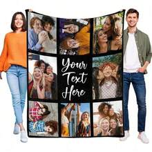 Customized Personalized Photo/Text Flannel Blanket  Gift Father's Day Mother's Day  Valentine's Day  Christmas  Halloween Daily Birthday Wedding Graduation  Anniversary Family Friends Teachers Classmates  Exquisite  Cherished Memories. - Multicolor 9 - View 2