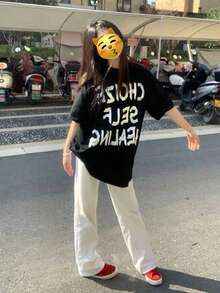 Summer Cotton Women's New Casual Joker Fashion T-Shirt With Round Neck And Short Sleeves - Black - View 4