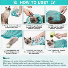2 Stücke Set Katzen-Badebeutel, verbessertes komfortables Mesh-Design, Katzen-Badehilfe, geeignet für Katzen- und Hundebaden, Krallenschneiden, Fellpflege und Medikamentengabe - Verschiedenfarbig - Übersicht 6
