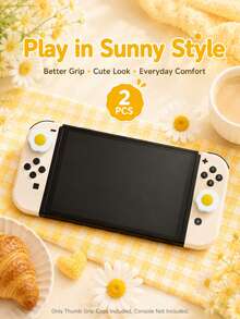 通用 Joy-Con 矽膠搖桿拇指套蓋，適用於 Switch/OLED/Lite，可愛煎蛋設計防滑拇指套，遊戲控制器按鈕保護套，採用高品質柔軟矽膠材質，完美包裹原裝搖桿，有效防止日常磨損、腐蝕與老化，節省昂貴的搖桿飄移維修費用，療癒外觀，增加手指摩擦力與控制精準度，讓玩家舒適使用，可愛 Switch 配件，精美桌面裝飾，可愛拇指搖桿套蓋，最佳禮物 - 彩色 - 查看 4