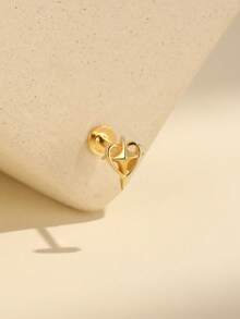 EleRunis 1pc 925 Sterling Silver Heart Cross Stud Earrings For Women, Flat Back Helix Piercing, Exquisite Jewelry Suitable For Daily Wear, Wedding, Party, Engagement, Anniversary, Valentine's Day - Gold - View 3