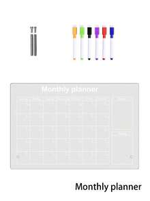 1pc Weekly/Monthly Planner Office Course Schedule Planning Board, Multifunctional Acrylic Desktop Planner, Erasable Transparent Memo Writing Board For Notes And Reminder Display, Home Decor, Back To School Room Decor, School Supplies - Multicolor - View 12