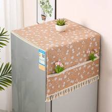 Cotton Linen Fridge Dust Cover With Double Side Pockets Waterproof Anti Dust Refrigerator Top Cover - View 11
