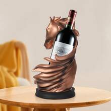 Horse Head Resin Wine Bottle Holder, Tabletop Wine Rack Decor W/Anti-Slip Stable Base For Home Bar Restaurant Party - Red - View 3