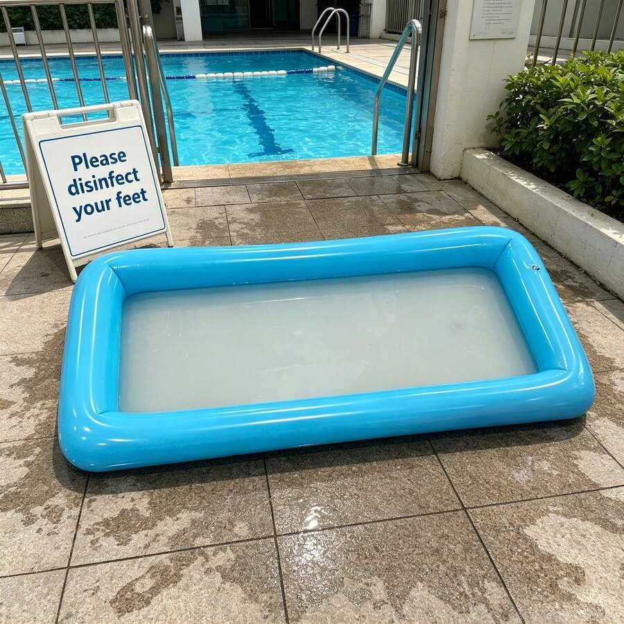 1pc Portable Foldable Pool Foot Wash Basin, 49 Inch, Essential Pool Maintenance Accessory, Designed For Pool Entry, Also Suitable For Outdoor, Camping, Yard, Foot Cleaning And Care, Beach And Pool Foot Washing, Multi-Functional Foldable Foot Basin For Home And Outdoor Use, Convenient Storage And Carrying, Beach Essential, Pool Accessory - Multicolor - View 1