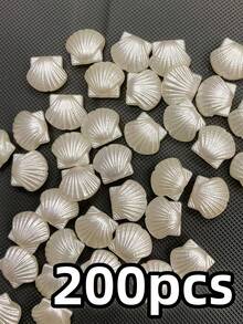 200/100顆珍珠貝殼珠子，適合珠寶製作，可愛白色美學穿孔珠，大宗美人魚配件，女性DIY髮夾、手鍊、樹脂手鍊、手鍊手工飾品吊墜 - 貝殼 - 查看 7