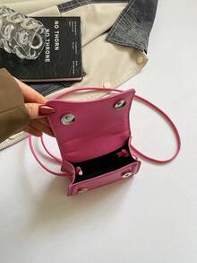 Bolso de mano pequeño para mujer, bolso de tote portátil y ligero, nuevo bolso pequeño de solapa de unicolor de moda para el verano 2025, bolso de hombro cruzado - Rosa Fucsia 2 - Ver 5