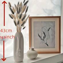 Decoración de hierba de junco artificial, decoración floral de junco de 17 pulgadas, hierba de junco alta al por mayor, plantas artificiales de cola de conejo, decoración de boda bohemia - Gris blanco - Ver 5