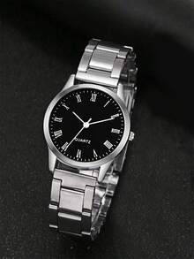 1pc Boys' Silver Alloy Band Casual Round Dial Quartz Watch, Suitable For Daily Wear - Multicolor - View 6