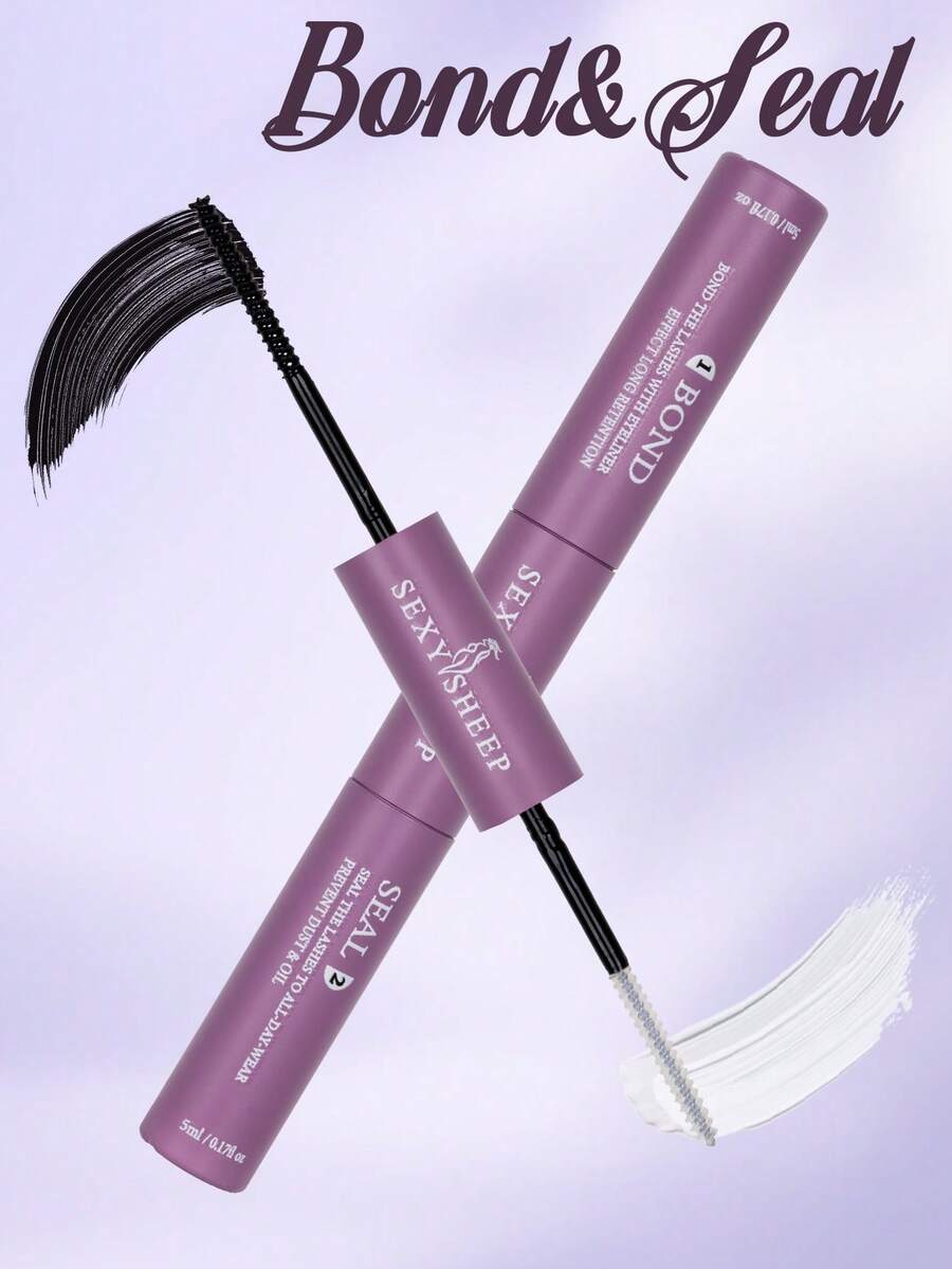 1 pièce Bond And Seal, Bond 5ml et Seal 5ml, Colle à cils à tenue forte, Colle pour grappes de cils 2 en 1 Bond And Seal, Imperméable, Longue tenue, Colle pour grappes de cils à porter toute la journée, Bond And Seal 2 en 1 pour extensions de cils DIY - Prune - Voir 1
