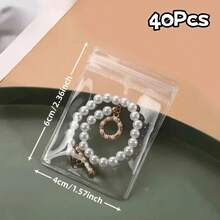 40pcs/60pcs/100pcs/PVC Transparent Jewelry Anti-Oxidation Zipper Bags, Plastic Bags For Packaging Jewelry Rings And Accessories, 46 Micron Thickness Material, Polyethylene Storage Bags For Earrings And Ornaments, 2 Desktop Storage Boxes, Jewelry Bag Storage Box, Multifunctional Desktop Organizer - Clear - View 18