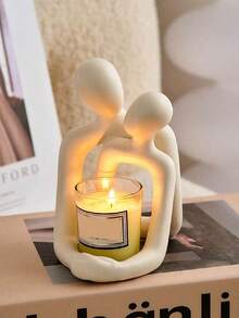 1pc "Love's Kiss" Resin Couple Embracing Sculpture, Romantic Decor Piece Suitable For Bedroom, Home Office, Bookshelf, Tabletop - 1PC - View 11