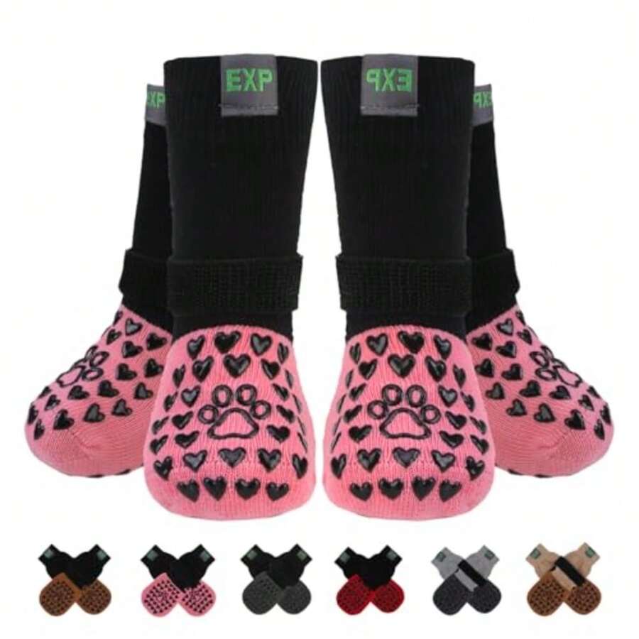Anti Slip Dog Socks To Prevent Licking Paws, Hot Pavement Dog Boots And Paw Protectors Booties For Hardwood Floors With Heart Grippers, Dog Shoes For Small Medium Lar Senior Dogs Indoor XS - XSmall - View 1