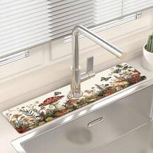 1 pieza Protector de salpicaduras de grifo de goma con diseño floral, almohadilla de salpicaduras para grifo de baño, protector de lodo, almohadilla de grifo a prueba de humedad y antideslizante, accesorio para encimera de cocina. Protege tu encimera de cocina. - Multicolor - Ver 13