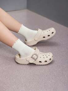 Crocs 男士女士運動涼鞋扣Clog沙灘鞋戶外包頭彩扣涼鞋男鞋女鞋拖鞋洞洞鞋213347-2MC - 卡其色 - 查看 9