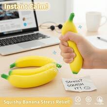 Simulation Banana Squishy Toy, Soft Realistic Fake Fruit Squeeze Fidget Toy, Stress Relief Decompression Toy, Cute Novelty Hand Toy For Kids - 彩色 - 查看 1