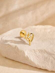EleRunis 1pc 925 Sterling Silver Heart Cross Stud Earrings For Women, Flat Back Helix Piercing, Exquisite Jewelry Suitable For Daily Wear, Wedding, Party, Engagement, Anniversary, Valentine's Day - Gold - View 6
