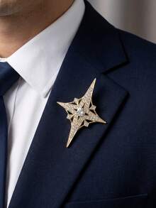 Luxury Rhinestone Eight-Pointed Star Brooches - Creative Pins For Man Casual Party Jewelry Accessories / Friends Gifts Badges Decoration - Men's Brooch - View 13