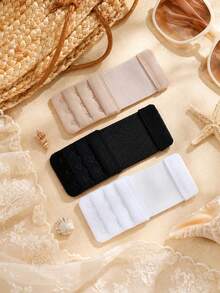 3pcs Women Elastic Bra Extender Set, Black White Nude Adjustable Hook & Eye Bra Band Extension For Summer Outfits - Multicolor - View 8