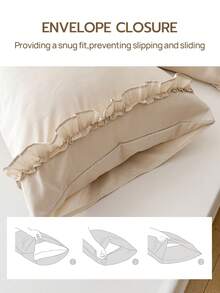 1pc 100% Polyester Solid Color Lace Long Pillowcase, Lightweight And Elegant, Soft As A Cloud, Suitable For Bedding And Sofa Decoration (Pillow Insert Not Included) - Light Khaki - View 7