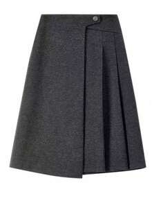 Elegant Gray A-Line Skirt, Wool Blend Pleated Long Skirt For Women Spring - Grey - View 5