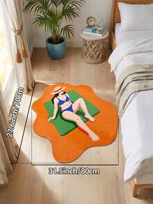 1pc Modern Minimalist Summer Beach Vacation Print Runner Rug Area Rug, Suitable For Bathroom, Hallway, Bedroom, Living Room, Bedside, Machine Washable, Easy To Clean Entryway Mat, Non-Slip Bottom Bedroom Decor Rug - Multicolor - View 12