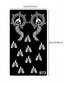 Hana Hand-Drawn Hollow Floral Tattoo Stencil - Sexy Floral Pattern, Suitable For Hands, DIY Painting, Ink, Reusable Mandala Design Template Stickers, Suitable For Women Body Party Makeup - Black - View 8