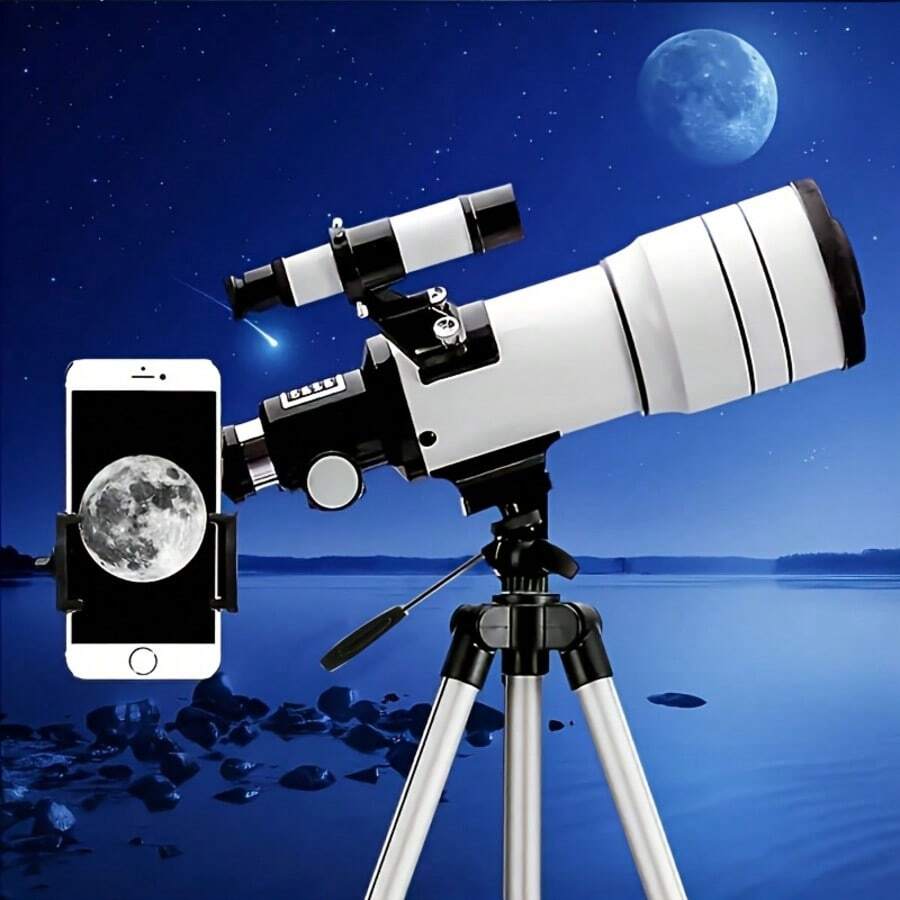 Beginner Astronomical Telescope, 70mm Objective Lens 30070, Educational Optical Kit For Stargazing & Moon Watching, Hobby Gift For Star Lovers - All White - View 1