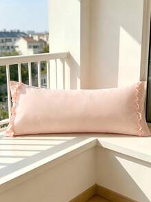 1pc 100% Polyester Solid Color Lace Long Pillowcase, Lightweight And Elegant, Cloud-Like Soft Touch, Suitable For Bedding And Sofa Decoration (Pillow Insert Not Included) - Baby Pink - View 5