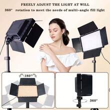 專業 LED 攝影棚聚光燈，160cm，附可調式三腳架，便攜式照明，方形補光燈附擋風板，適用於攝影、直播與會議，22.5x16.0cm，超強補光燈，適合派對與聚會，LED 燈適用於攝影、自拍、影片錄製、Zoom 會議，無需電池，適用於攝影、Vlog，附支架自拍燈手機燈 - 1套 - 查看 4