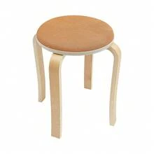 WUPYI 8 Pcs Stackable Round Stool Padded Seat Curved Wood Space-Saving Stool Furniture Stool Household Dining Stool - Multicolor - View 10