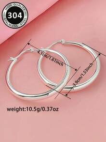 1 Pair Charming Hoop Earrings, Designed For Women, Suitable For Wedding, Engagement, Anniversary Party, Valentine's Day Gift - Silver - View 7