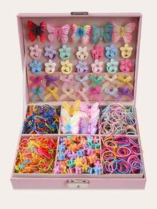 820pcs Girls Multi-Color Faux Butterfly Hair Clips, Simple All-Match Hair Ties, Bow Clips, Hair Claws, Hair Pins, Sweet Versatile Hair Accessories For Daily Use And Gifts - Multicolor - View 3