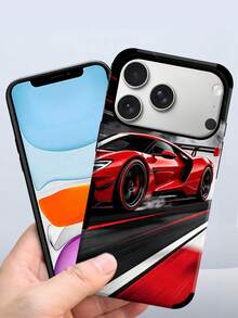 1個跑車圖案超纖皮革柔軟防震防摔手機殼，適用於Apple 17 Pro Max/16 Pro Max/16plus/13 ProMax/14 ProMax 13 14 11 12pro 11/15pro Galaxy S24 Ultra，附揚聲器孔音訊傳導設計，節日禮物 - 紅色 - 查看 4