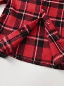 BOARNSEORL Young Boys Red Plaid Long Sleeve Shirt, Fashionable & Versatile, Suitable For Birthday Party, Wedding, Flower Boy, Christmas Party - Red - View 8