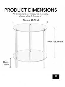1個現代透明壓克力邊桌，雙層圓形收納桌，奢華沙發邊桌，現代Ins風小咖啡桌，北歐風客廳臥室裝飾小咖啡桌，奢華床頭收納桌 - 透明 - 查看 13