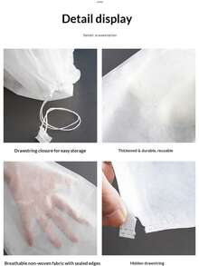 150/100/50/5pcs Drawstring Canvas Dust Cover - Lightweight Non-Woven Fabric Storage Bag, Travel Essential, Suitable For Handbags, Wallets, Shoes Breathable Storage, Ideal For Travel And Home Use, Hanging Storage Bag - White - View 3