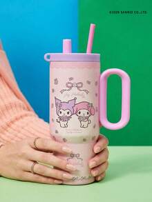 HELLO KITTY AND FRIENDS | Joivida 24盎司不锈钢保温水瓶/咖啡杯，带把手和吸管，防漏，保温（可保持饮品冷热） - 粉色 - 查看 2