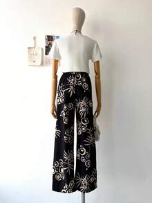 Women's Pants With Floral Print, Duna Fabric. - 黑色 - 查看 3