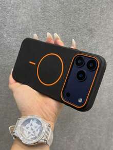 1pc Minimalist Matte Skin-Friendly Wireless Charging Magnetic Phone Case, Compatible With IPhone 18/18Pro/18promax/17/17Pro/17Promax/16/16Pro/16promax/15/15Pro/15Promax/Air 16 15 14 13 12 Pro Max Plus, Soft Silicone Back Cover Protective Shell - Black - View 3