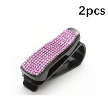 1pc/2pcs/4pcs Crystal-Like Car Eyewear Clip With Ticket/Card Holder For Car Interior Decor - Fashion Glasses Visor Hook - A - View 14