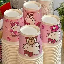 SANRIO Vasos de agua desechables lindos, diseño de 3 capas, patrón aleatorio, 10/25/50 piezas, vasos de papel grueso adecuados para el hogar y la oficina - Multicolor - Ver 1