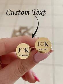 Men's Customized Cufflinks Anniversary Gift Personalized Initial & Date Cufflinks Anniversary Gift For Husband Groom Wedding Gift Wedding Cufflinks Men's Gift Father's Day Gift Graduation Gift - Multicolor - View 1