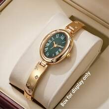 1 peça Relógio de pulso feminino, elegante, luxuoso, moda, negócios, estilo deslumbrante, adequado para uso diário, festa de férias, aniversário, presente para o feriado de ontem - Verde - Ver 3