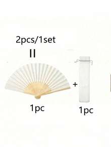 紙與竹製折扇禮品袋與感謝卡套組，新娘竹製手持折扇，單身派對婚禮新娘洗禮裝飾，單身派對拍照道具，婚禮裝飾，派對與活動，完美夏季配件，女士折扇 - 白色 - 查看 19