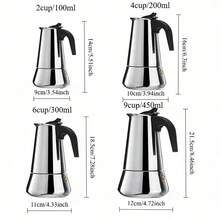 2/4/6/9/12杯不鏽鋼濃縮咖啡摩卡壺 100-600ml 家用廚房露營咖啡壺 - 銀色 - 查看 4
